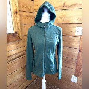 Women's Green Zip Up Hoodie Jacket Bodycon Flattering Size Small Medium Festival